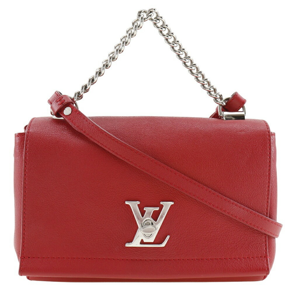 Louis Vuitton Lock Me BB Shoulder Bag Calf Ruby Red Handbag Turn Lock
